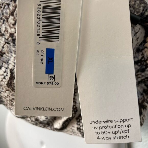 NWT Calvin Klein Snake Print Bikini Top Size XL - Picture 3 of 4